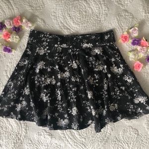 Grey Floral High-Waisted Stretchy Skirt